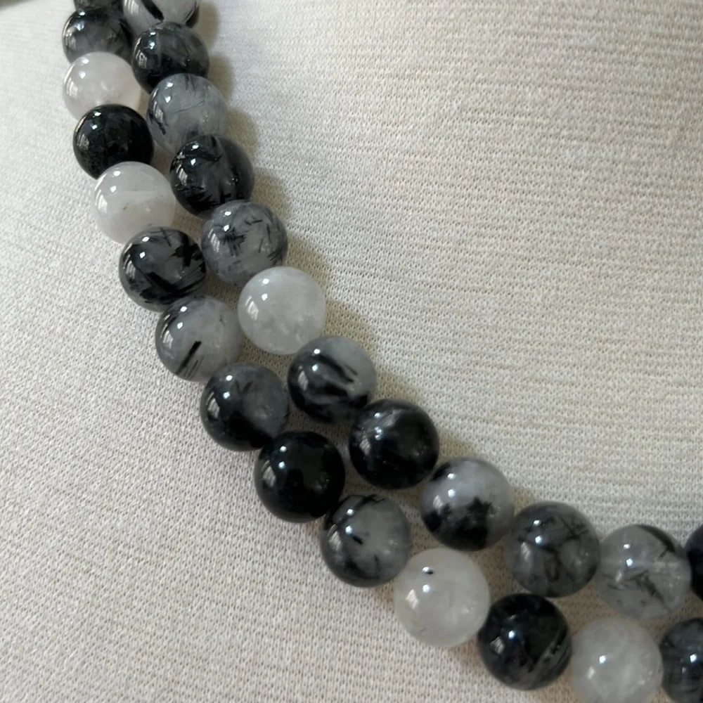 Janna Connor black Quartz and Agate choker collar necklace - Picture 3 of 4